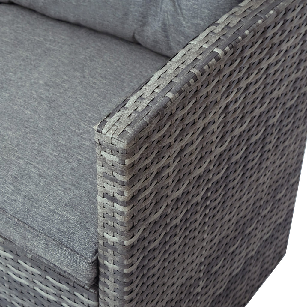Gray PE Wicker Patio Sofa Set with Glass Table S3937