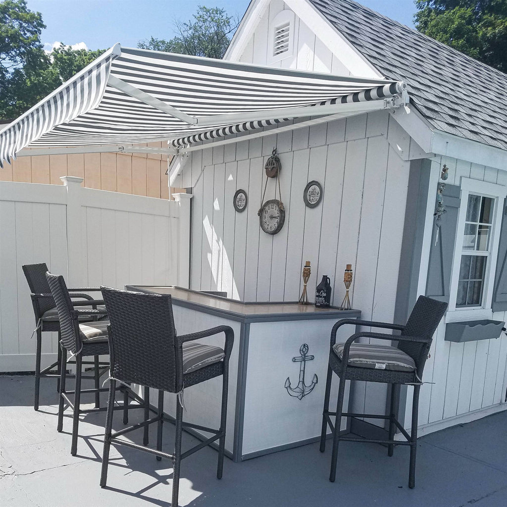 White Retractable Motorized Patio Awning V91539