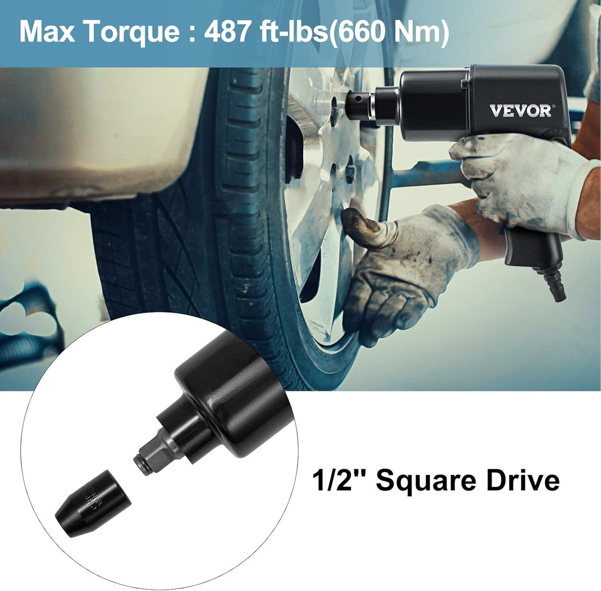 1/2" 660Nm 5-Speed Pneumatic Impact Wrench Pack of 2 F583207