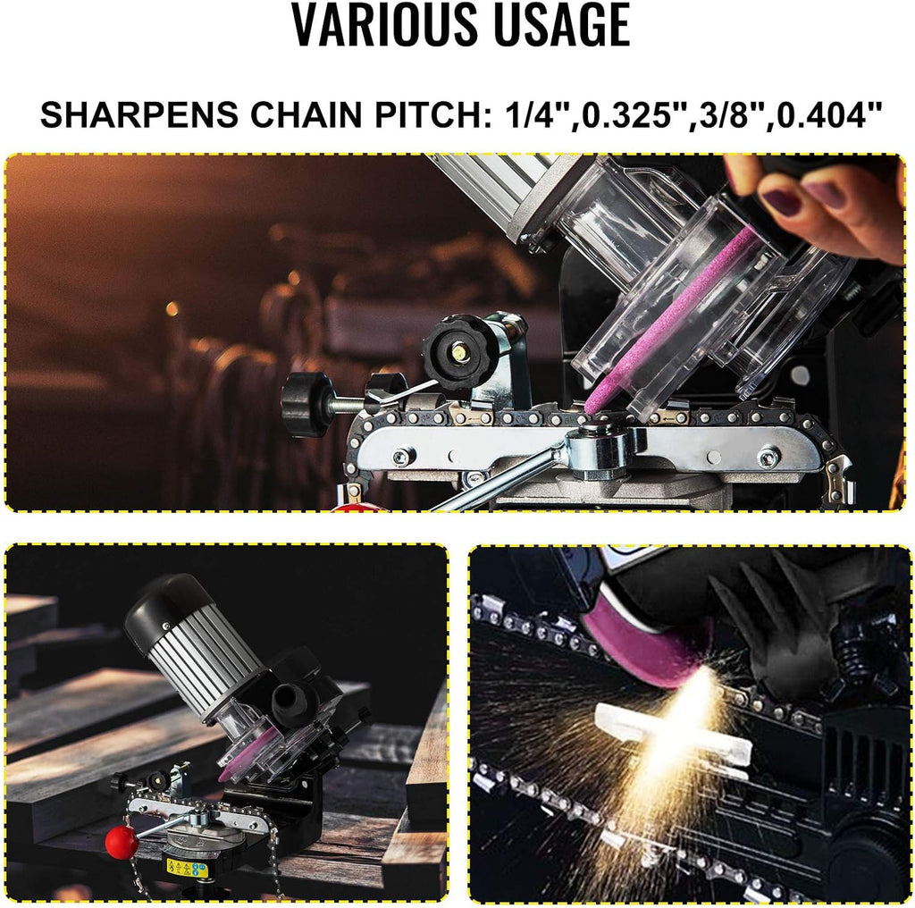Chainsaw Sharpener 230W Multi-Angle Adjustable Chain Grinder 3000RPM Electric for 1/4" to 2/5" Chains Y59061