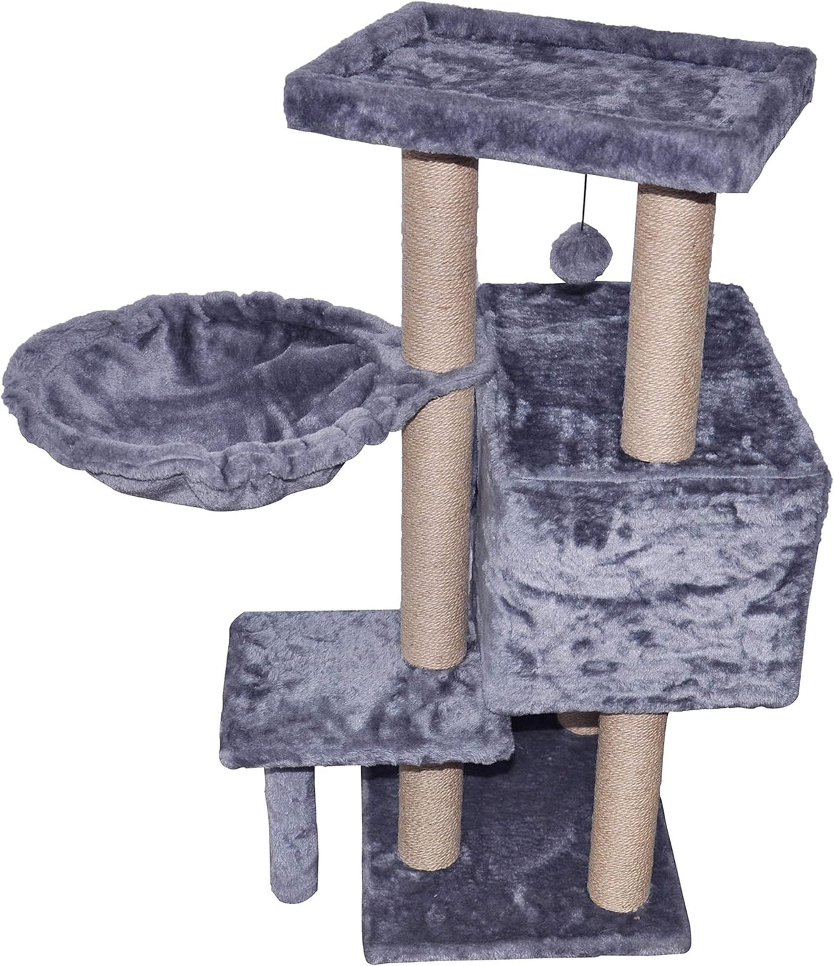 Grey Cat Tree with Scratching Toy and Ball Activity Centre R231883