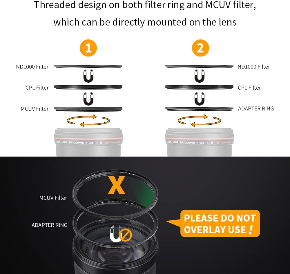82mm Magnetic Lens Filter Kit with MCUV CPL ND1000 Adapter Ring A395