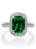 10k White Gold Emerald and Diamond Halo Engagement Ring N667744