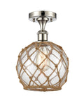 Polished Nickel Farmhouse Rope Semi-Flush Mount Light C942