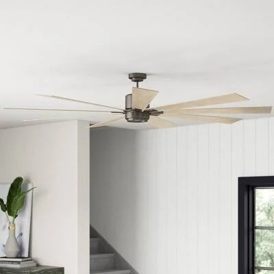 72x22 LED Ceiling Fan with Light Kit Pewter with Rustic Oak Blades A30412