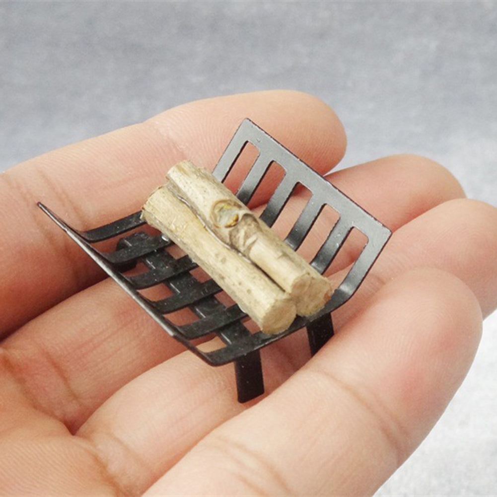 1/12 Metal Rack with Firewood Doll House Furniture Y311358