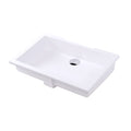Matte White Rectangular Undermount Bathroom Sink with Overflow U142