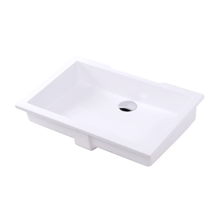 Matte White Rectangular Undermount Bathroom Sink with Overflow U142