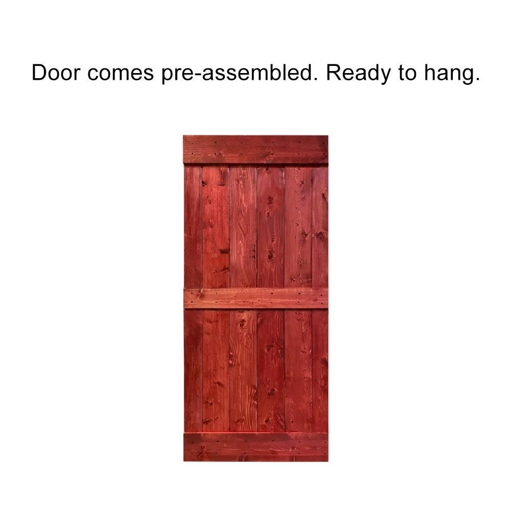 Charcoal Black Stained Wood Interior Sliding Barn Door with Hardware Kit A1516
