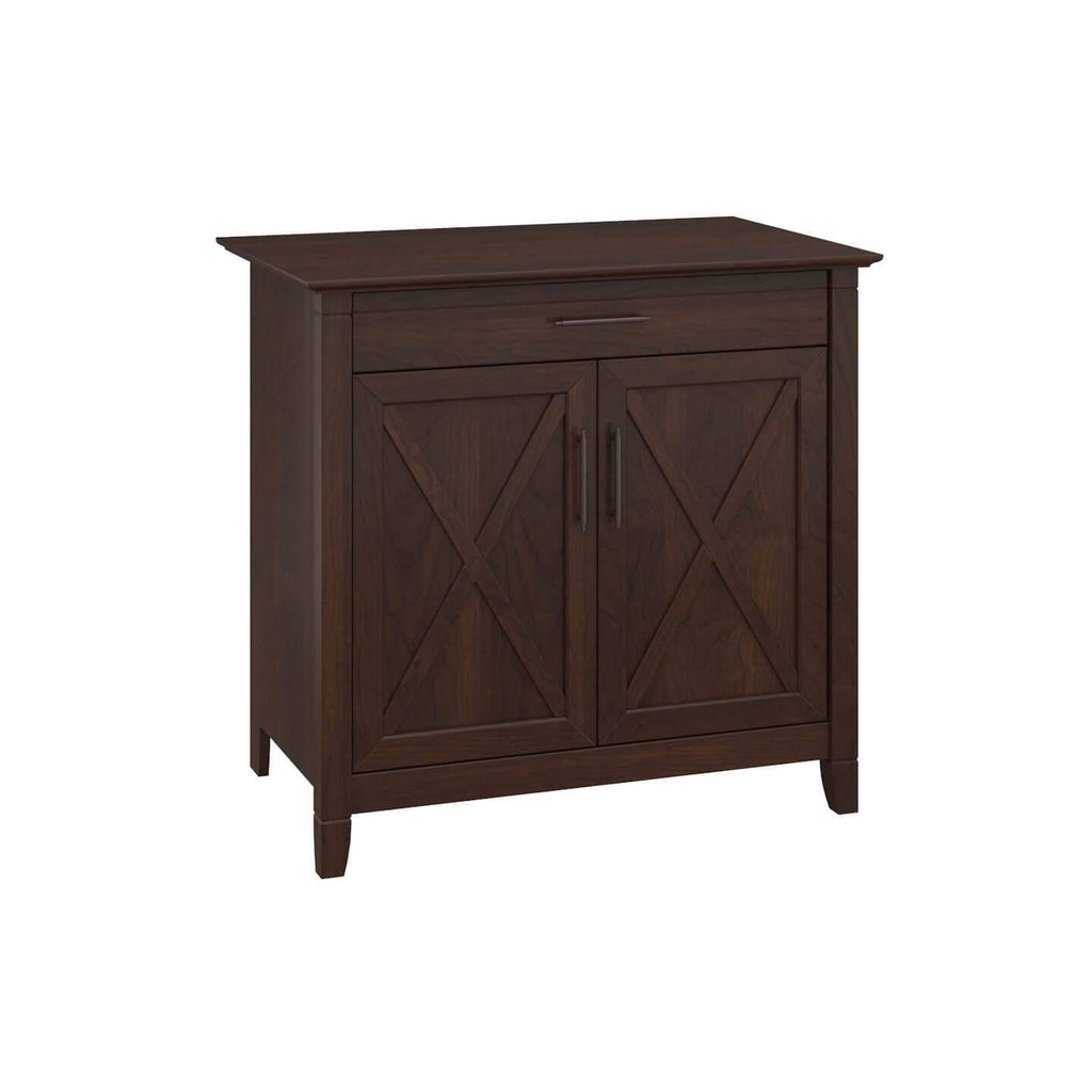 Pure White Oak Secretary Desk with Keyboard Tray and Storage Cabinet U595