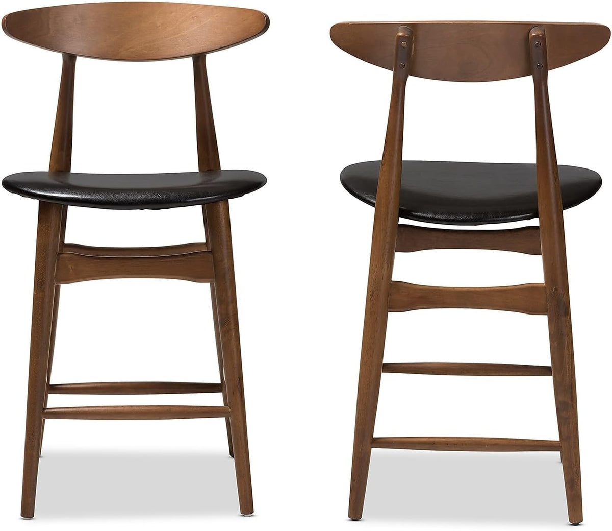 Black Faux Leather Counter Stool Set Qty 2 Y295182