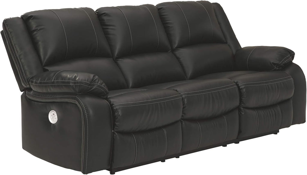 Black Faux Leather Double Reclining Loveseat with Storage Console L54326