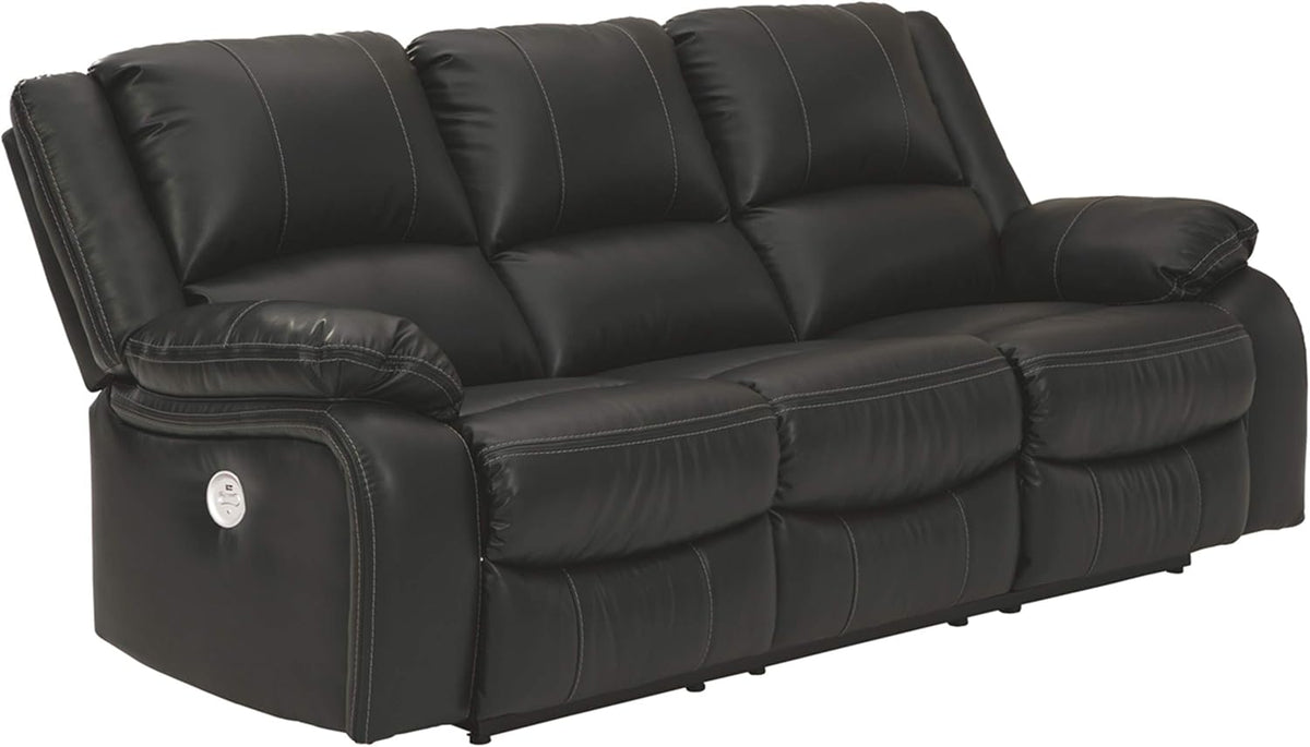 Black Faux Leather Double Reclining Loveseat with Storage Console L54326