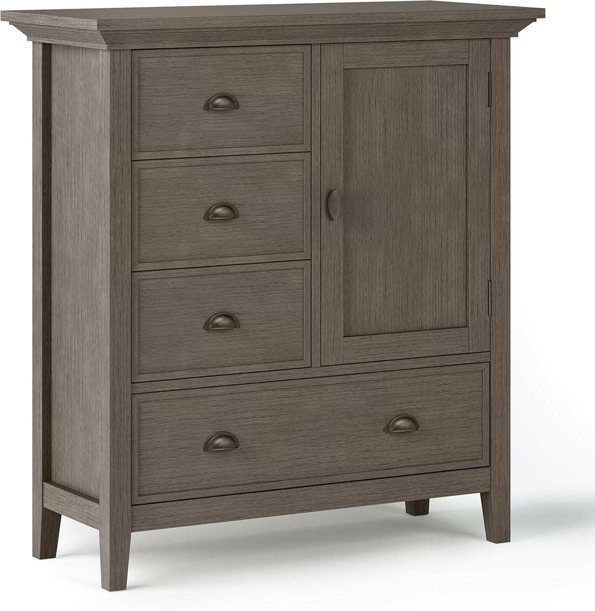 Solid Wood 39 Inch Wide Storage Cabinet in Light Golden Brown with 3 Small Drawers and 1 Large Drawer U443
