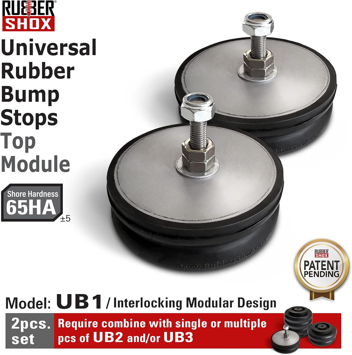 Rubber Front Rear Bump Stop for Truck and RV Suspension, Pair 5000 lbs, Hardness 65HA S418849