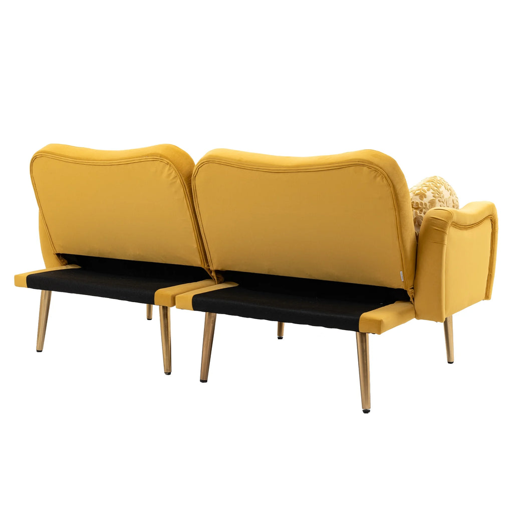 Velvet Love Seats Sofa with 2 Bolster Pillows Z346388