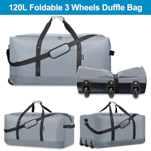 120L Foldable Rolling Duffel Bag with 3 Wheels D846302
