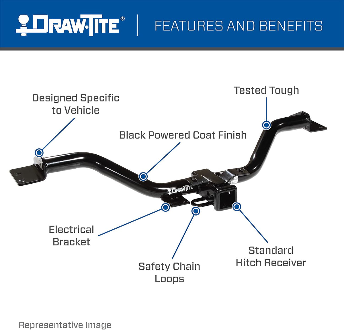 Class 3 Trailer Hitch, 2 Inch Receiver, Black V67970