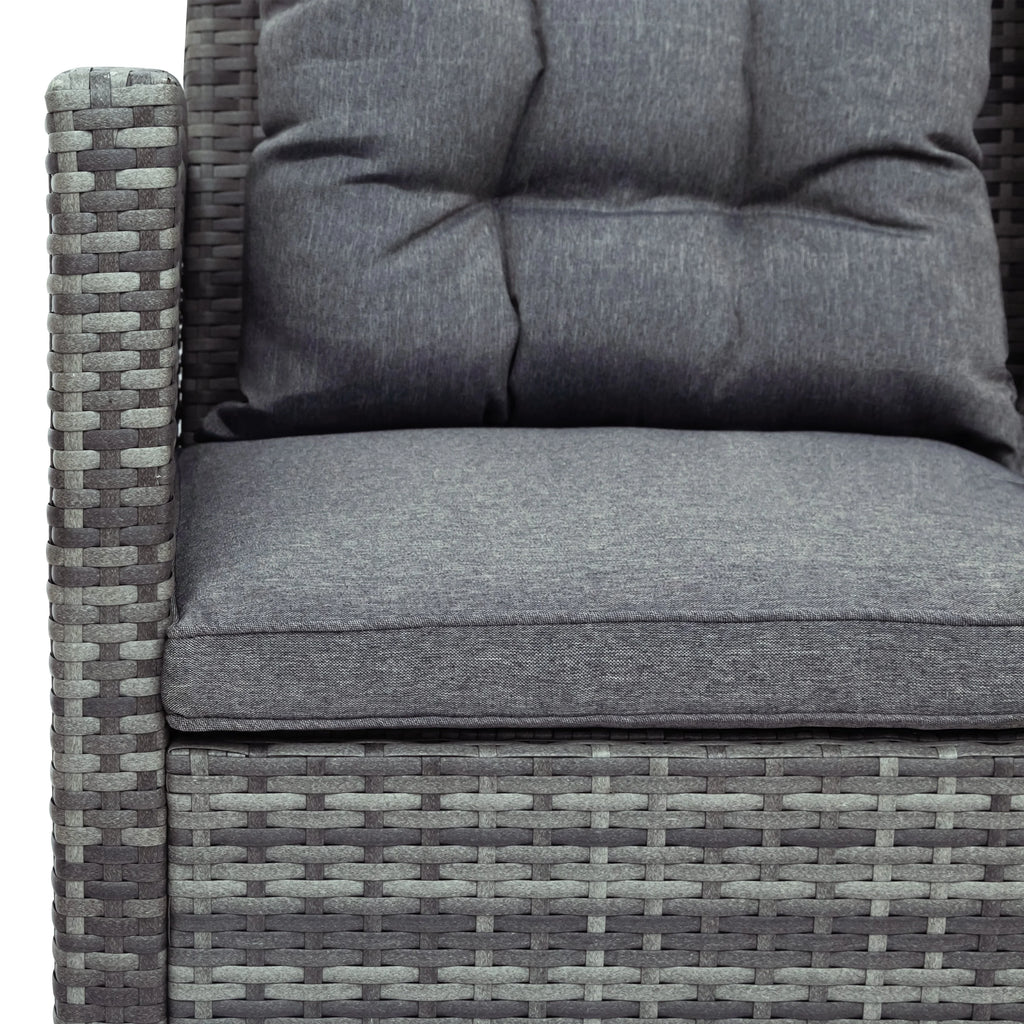 Gray PE Wicker Patio Sofa Set with Glass Table S3937