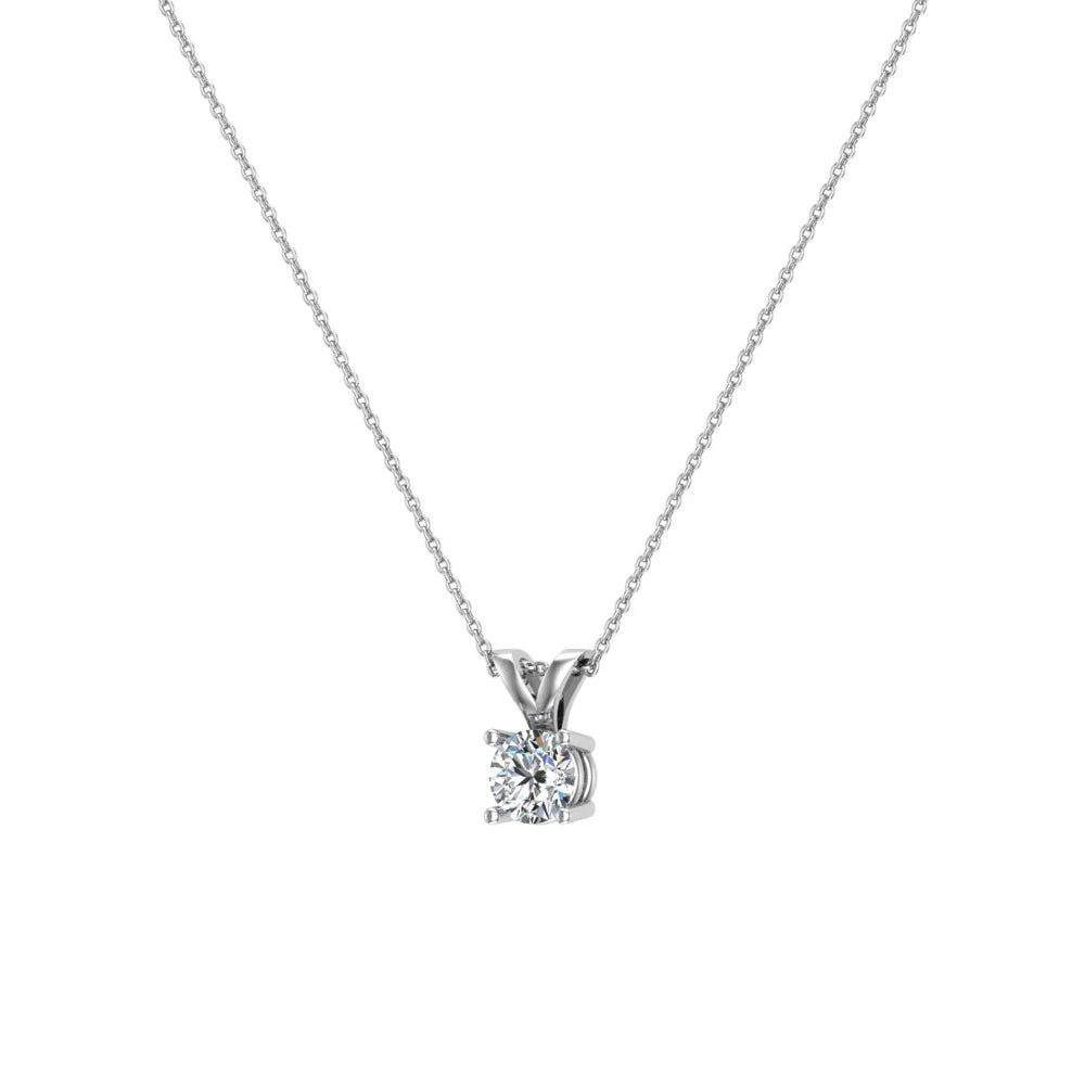 14 Karat White Gold Diamond Solitaire Necklace, 18 Inches V959
