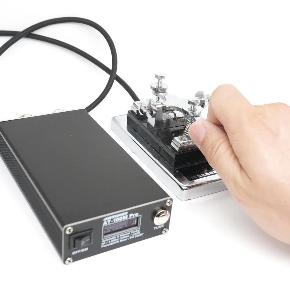 AT100M Antenna Tuner 1.8Mhz-30Mhz Automatic/Manual Tuning 100W Standing Waves Meter Multifunctional HF Radio Meter Morse Code Exerciser Supported M964
