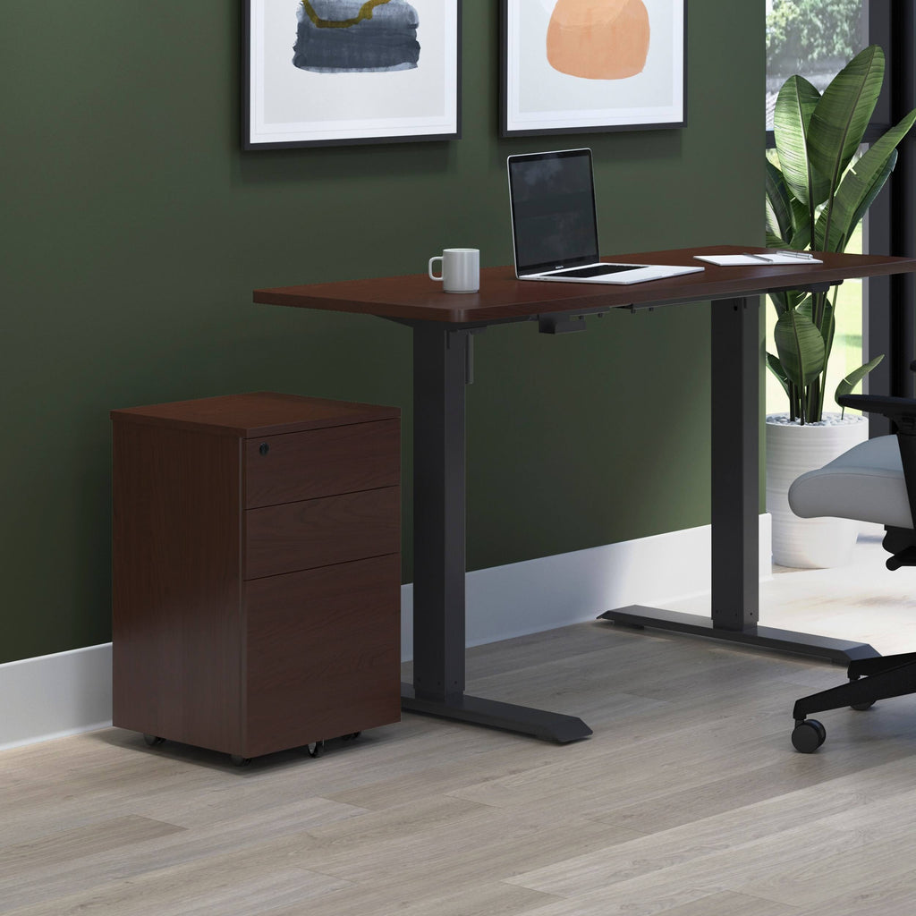 Walnut Mobile Wooden Pedestal Filing Cabinet N3664