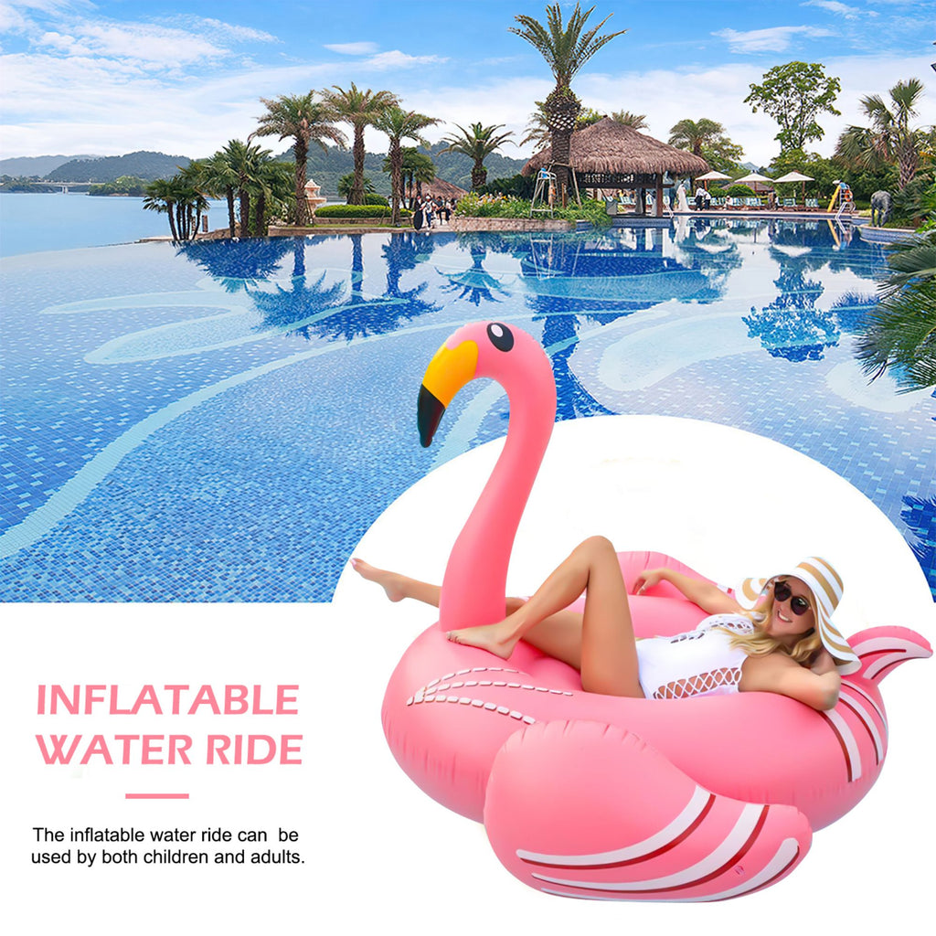 Pink Inflatable Flamingo Swimming Pool Floating Raft H495958