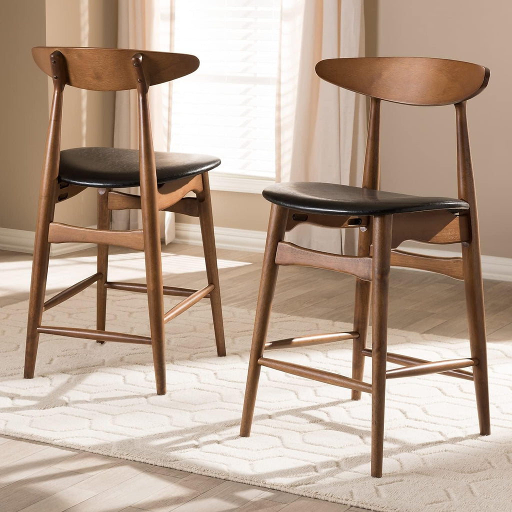 Black Faux Leather Counter Stool Set Qty 2 Y295182
