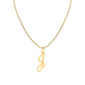 14K Yellow Gold Diamond-cut Initial 'J' Pendant Necklace with 16" Chain C3650