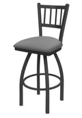 Swivel Bar Stool with Pewter Finish and Folkstone Grey Seat V71136