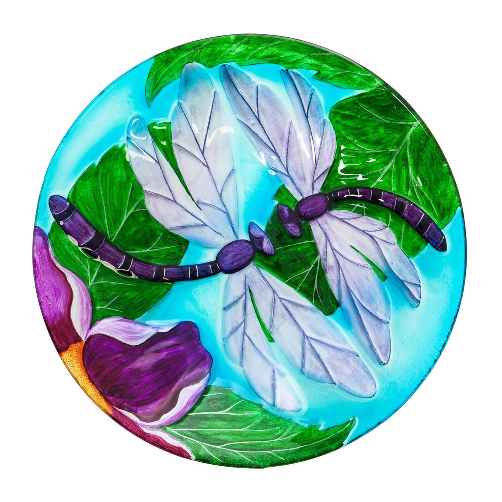 Solar Hand Painted Glass Bird Bath with Stand N627576