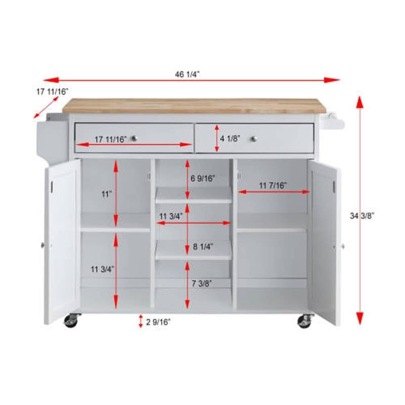 Kitchen Island Storage Cart with Natural Finish Top X6618