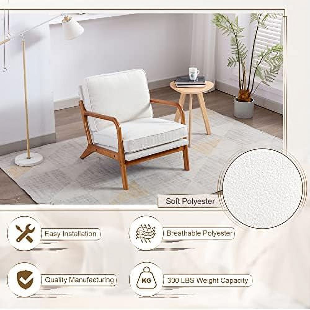 Upholstered PU Leather Accent Chair with Thicken Cushion Wooden Arm Chair P5875