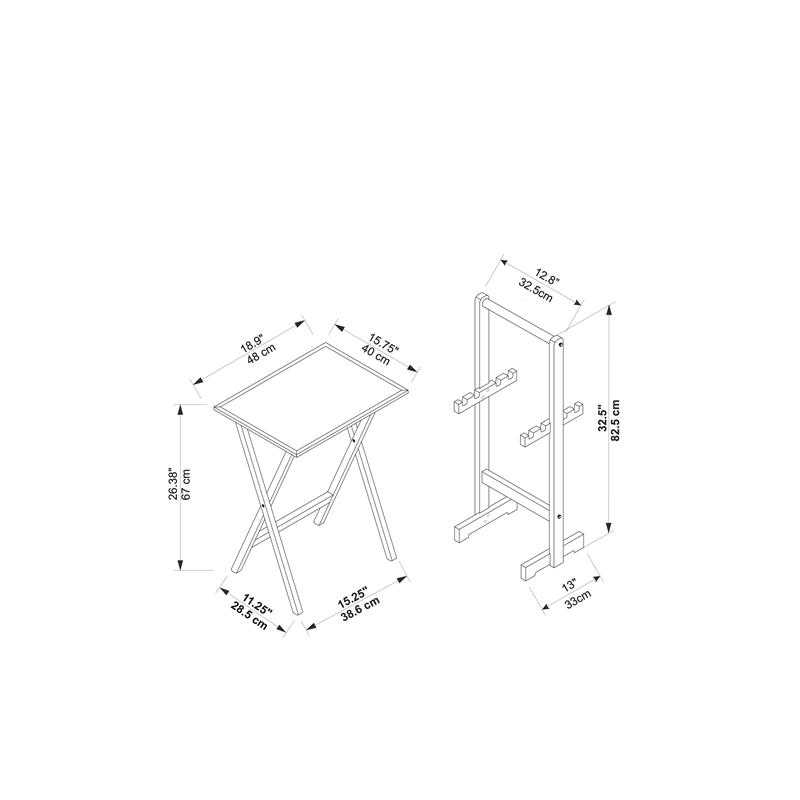 Gray Tray Table Set Y303
