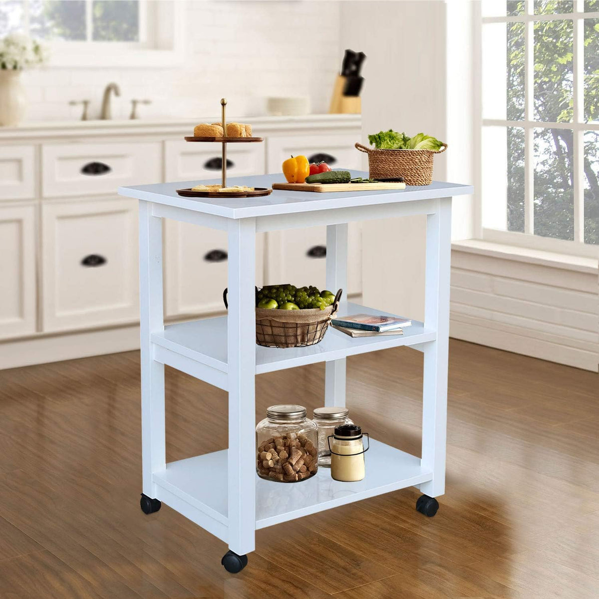 White Microwave Cart A7476