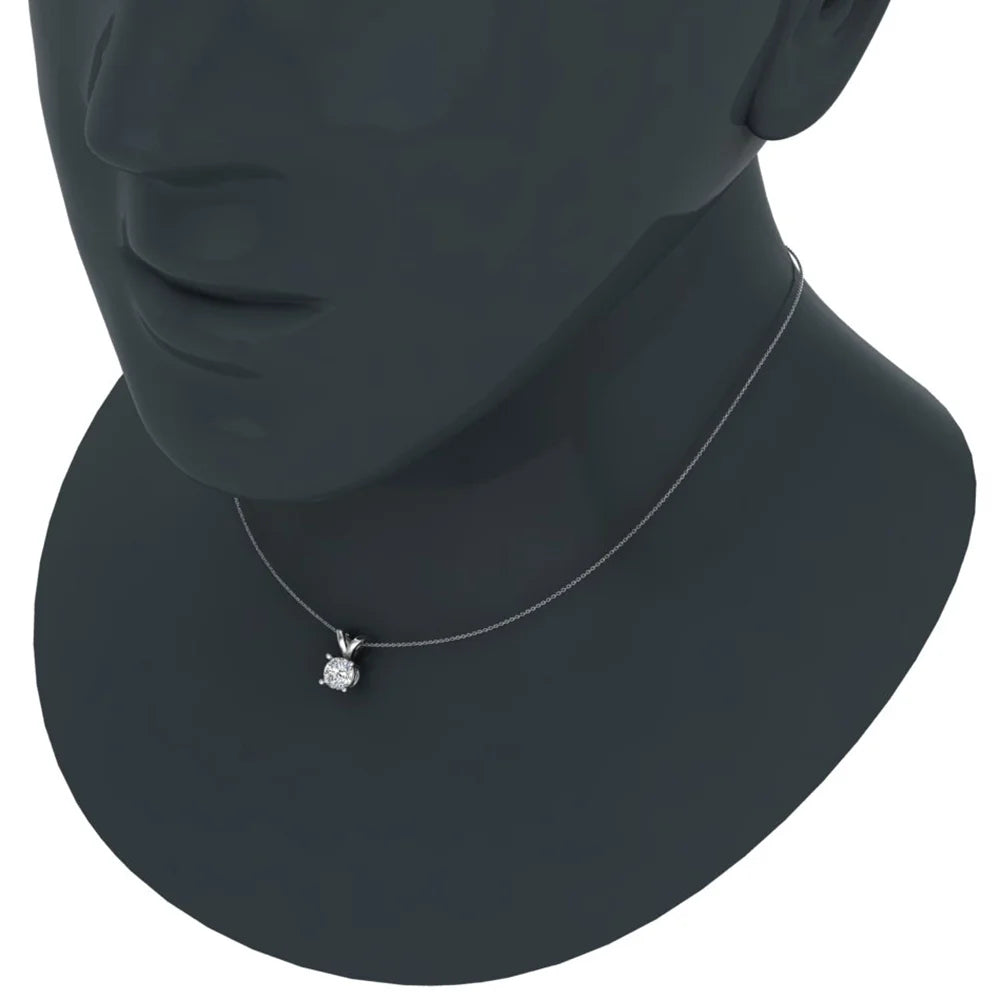 14 Karat White Gold Diamond Solitaire Necklace, 18 Inches V959