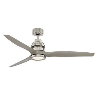 Satin Nickel LED Propeller Ceiling Fan with Remote Control and Light Kit O942428