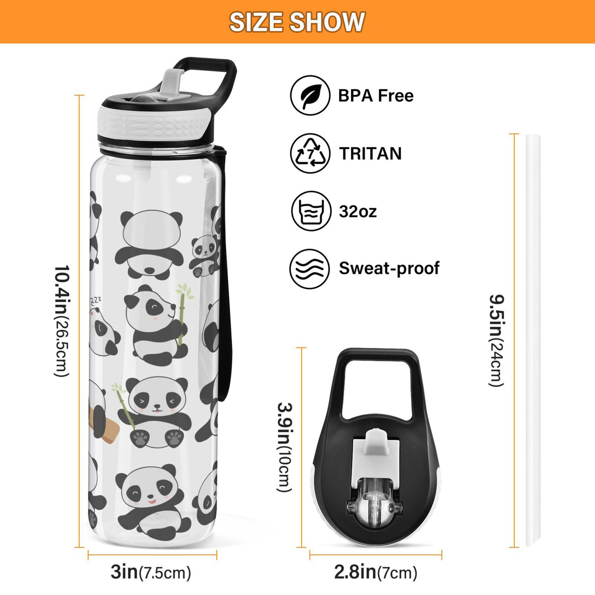 32oz Tritan Leakproof Clear Water Bottle with Straw L332456