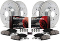 Front and Rear Carbon Fiber Brake Pads with Drilled & Slotted Brake Rotors Kit Z965492