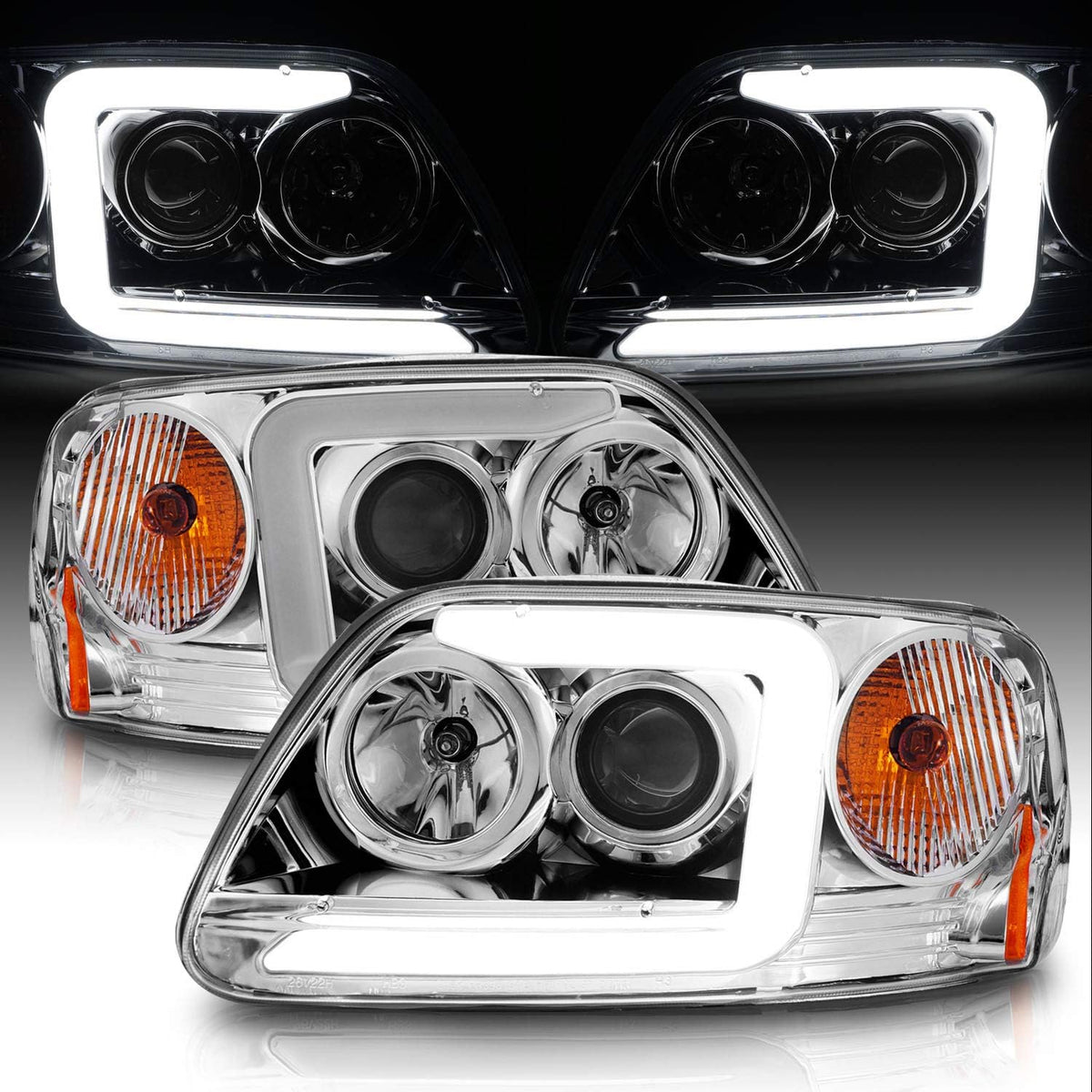 Black Crystal 4 Pieces Headlights + Corner Parking Set J148