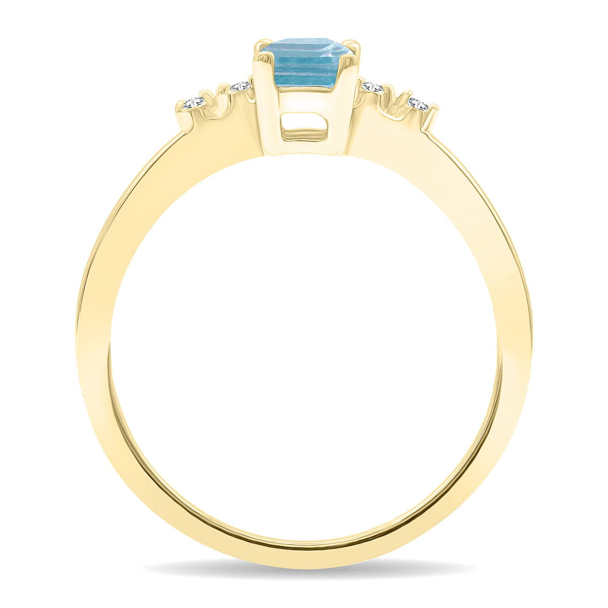 Emerald Cut Aquamarine and Diamond Ring in 10K Yellow Gold D277178