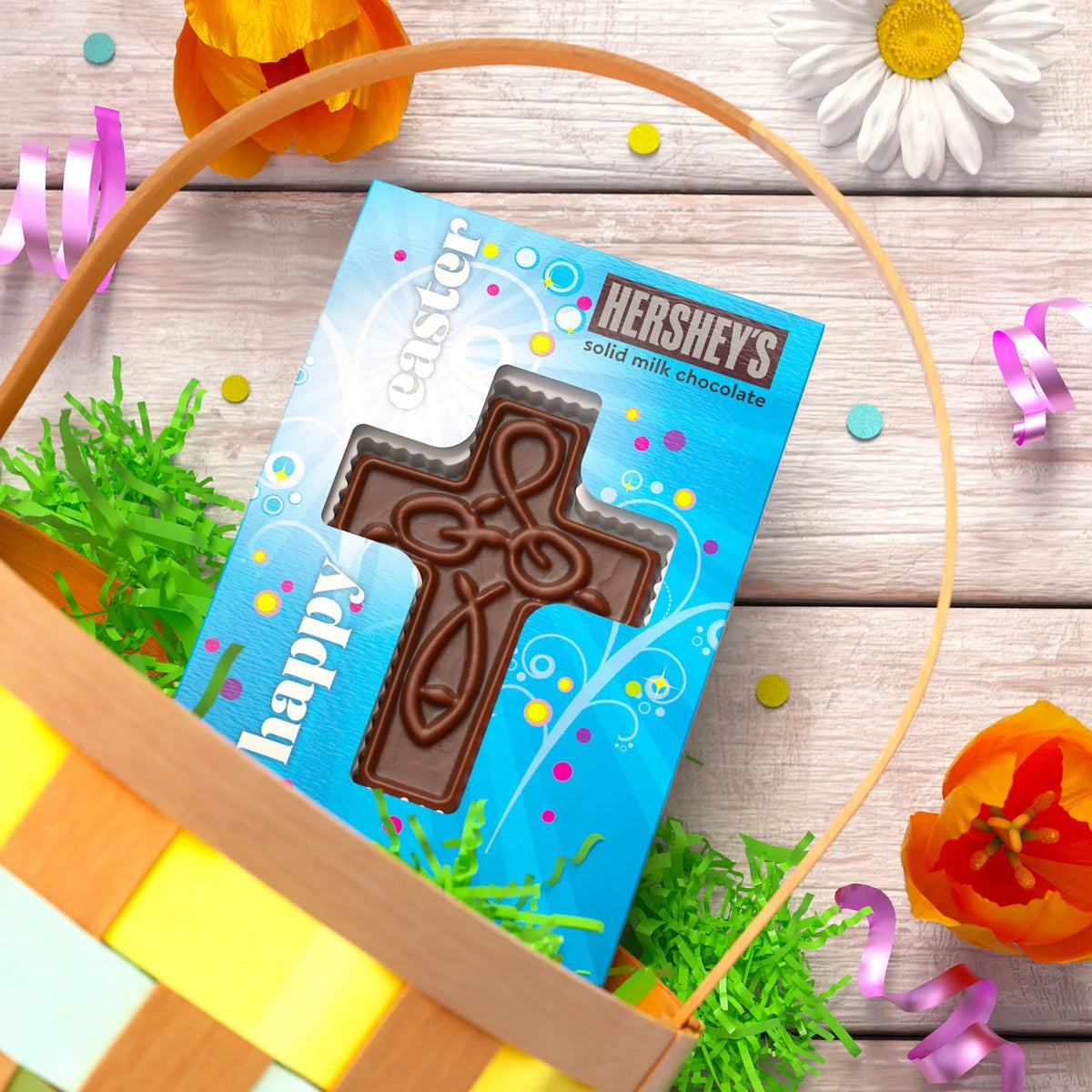 Solid Milk Chocolate Cross Easter Candy Gift Box 1.8 oz N468555