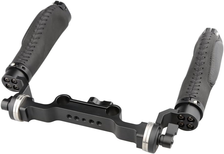 Leather Handle 15mm Rod Shoulder Mount Rig with Rosette Standard Accessory for DSLR (Black, M6 Thread, 31.8 mm) F814245