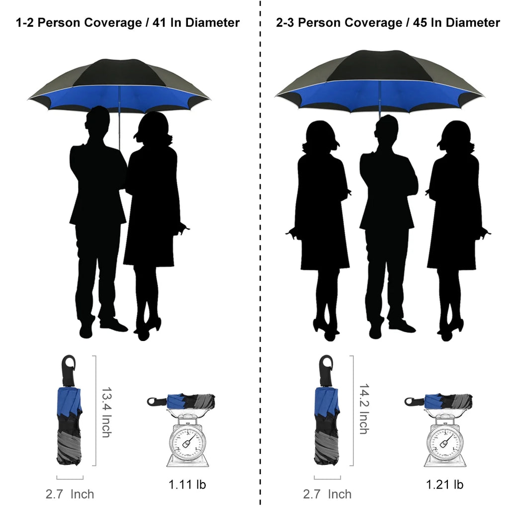 Blue 45" Reverse Folding Umbrella with Reflective Strip K628715