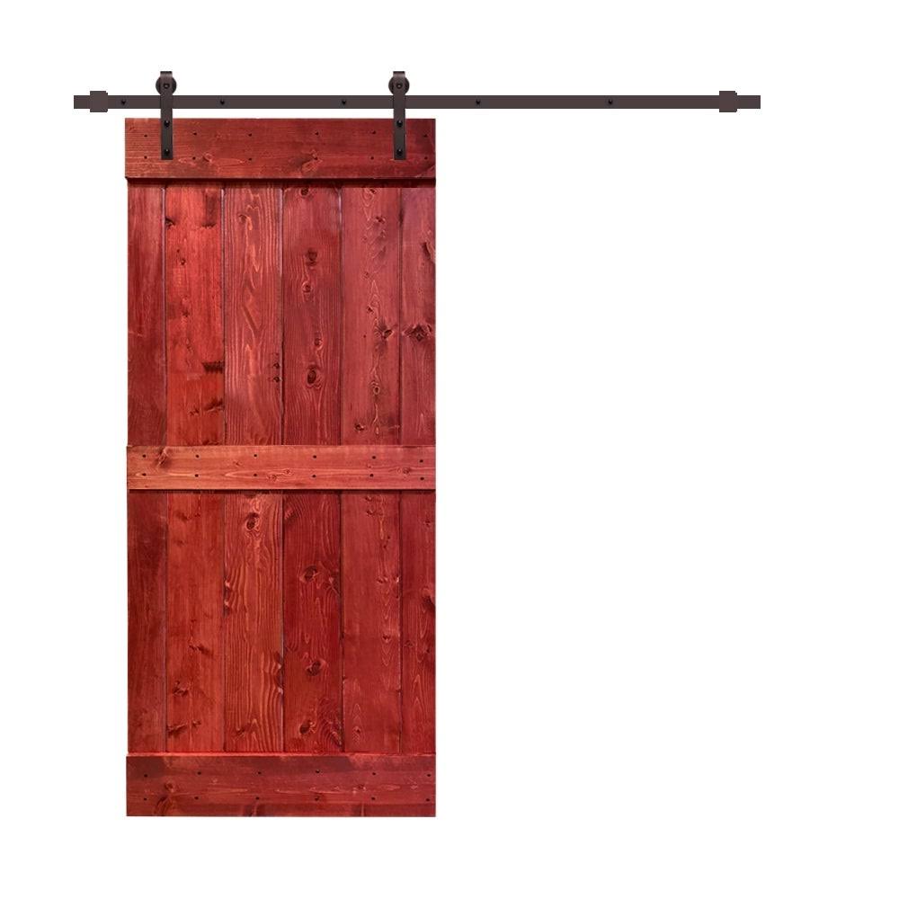 Charcoal Black Stained Wood Interior Sliding Barn Door with Hardware Kit A1516