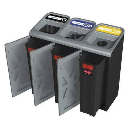 Black Recycling Container with Sign E65879