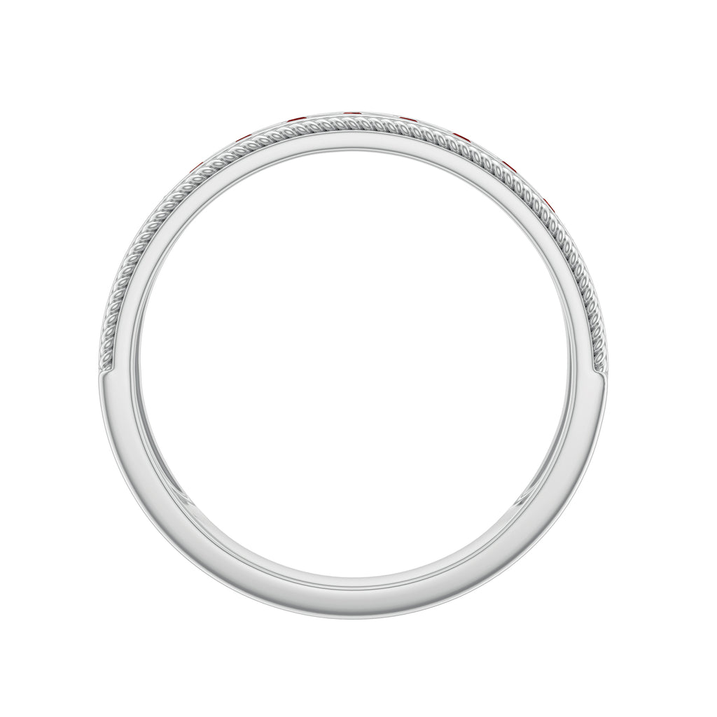 Lab Created Ruby Gold Band Ring, 925 Sterling Silver, US 4.00 J749536