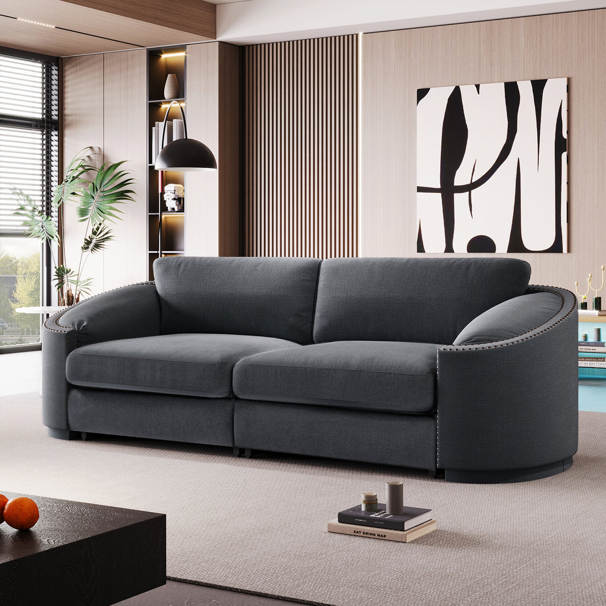 Gray 2 Seat Upholstery Loveseat Sofa Q5207