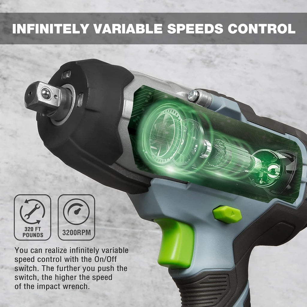 20V Cordless Impact Wrench with 4Pcs Drive Impact Sockets U37554