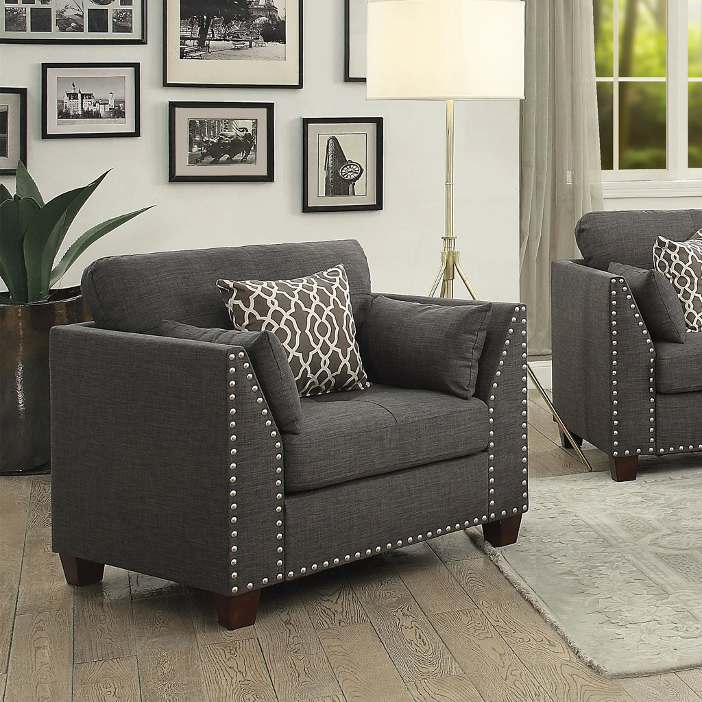 Laurissa Chair & 3 Pillows in Light Charcoal Linen I645